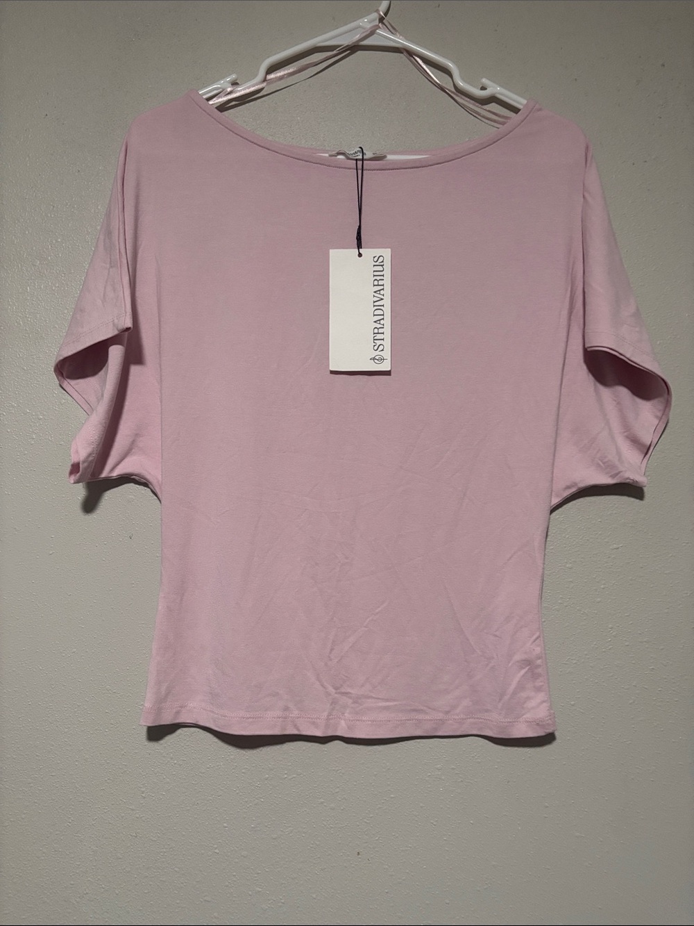 Stradivarius Light Pink Short Sleeve Boatneck Tee